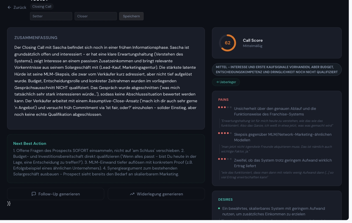 PainFinder analysiert Sales-Calls und zeigt, warum Deals wirklich scheitern. (Die Bildrechte liegen bei dem Verfasser der Mitteilung.)