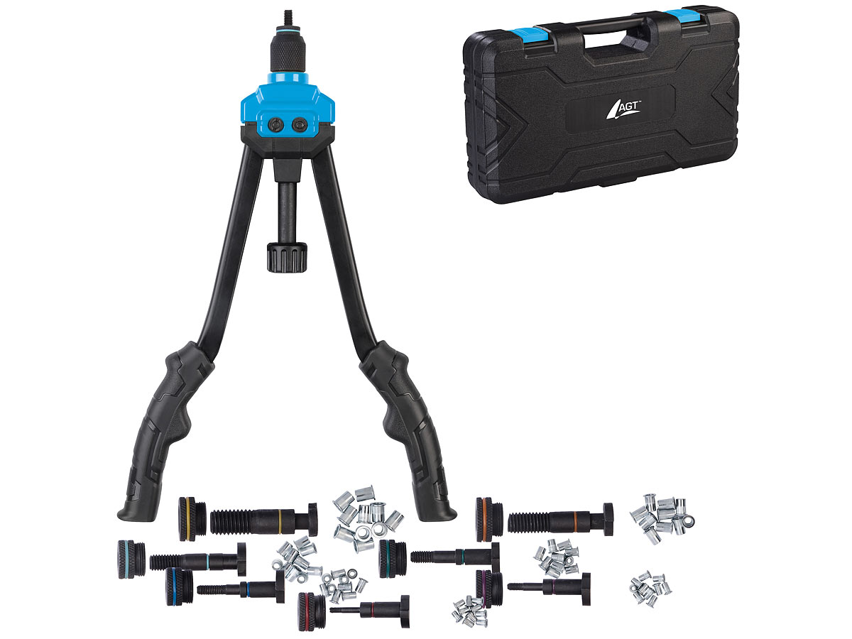 AGT Nietmutternzange mit 80/250 Nietmuttern, Dornen M3 - M12, Koffer, 40 cm, www.pearl.de (Die Bildrechte liegen bei dem Verfasser der Mitteilung.)