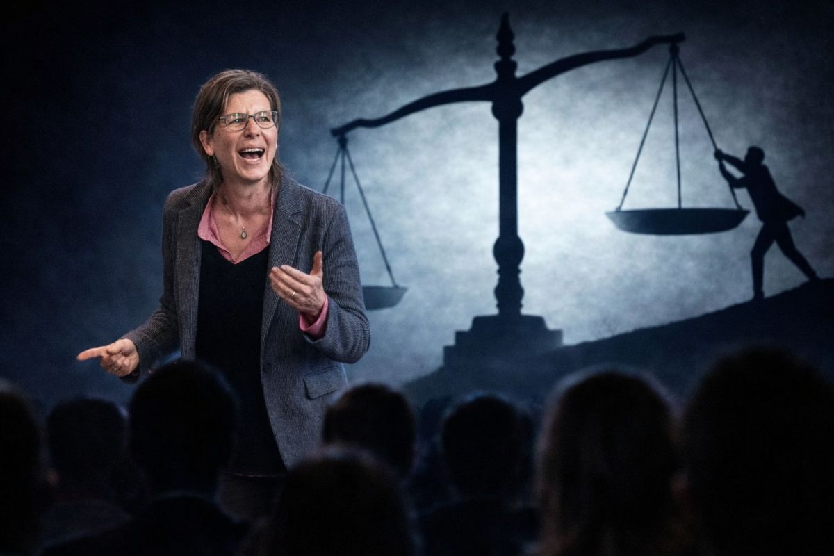 Keynote Speakerin Dr. Caroline Dostal warnt vor Machtverschiebung in der Demokratie (© Bild KI/Caroline Dostal/Heinrich Kürzeder)