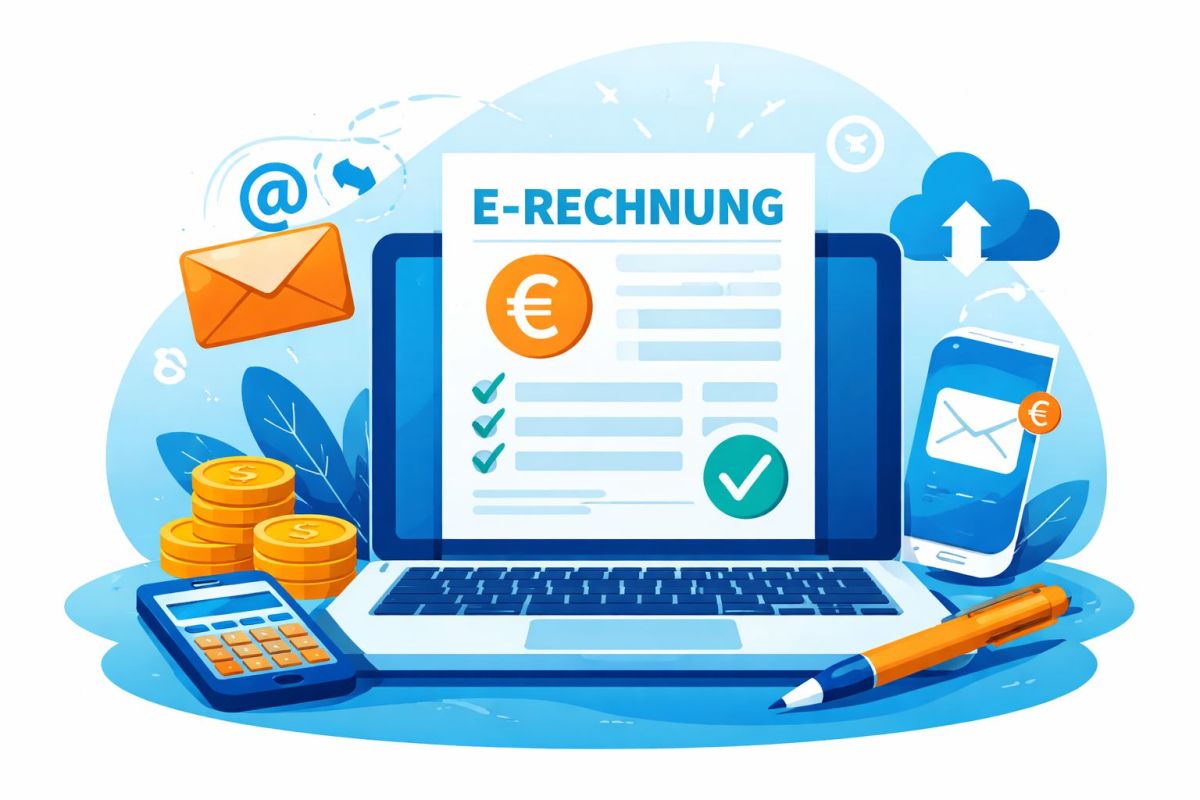 KI generiertes Symbolbild zur E-Rechnung (© plietsch! Steuerberatung)