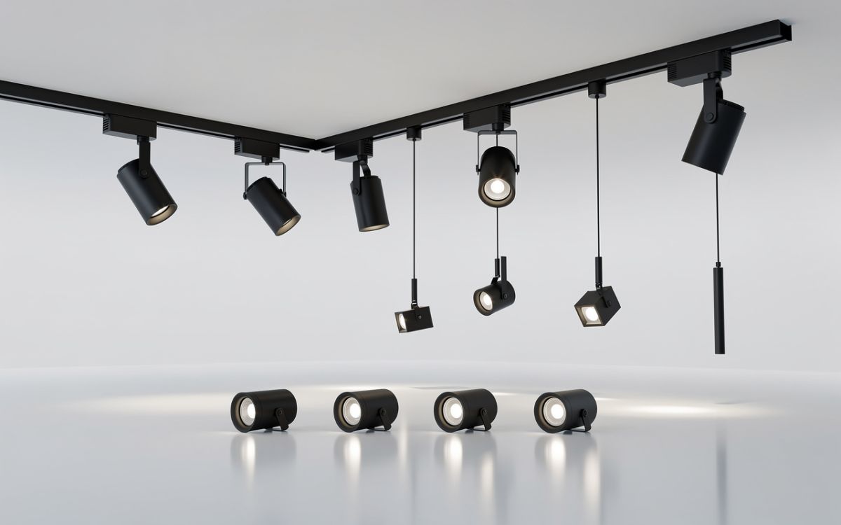 LED 48V Schienenlampen in L-Form konfiguriert (© )