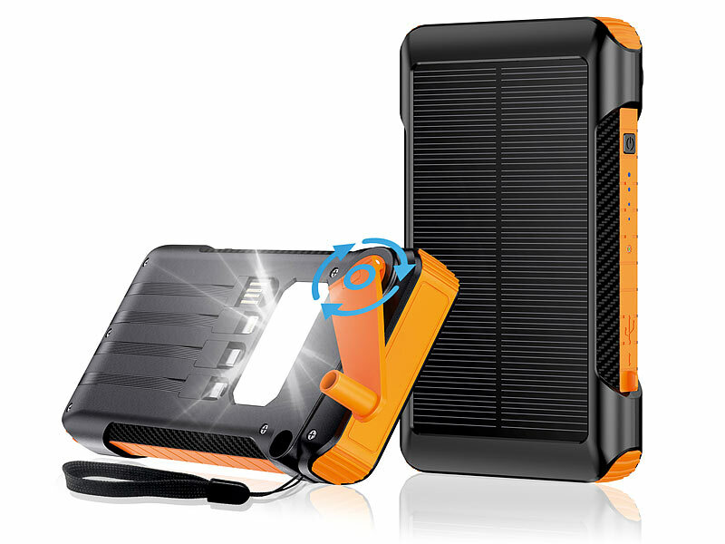 revolt Kurbel-Dynamo-Solar-Powerbank PB-825, 10.000 mAh, USB-C PD bis 20 Watt, LED, www.pearl.de (Die Bildrechte liegen bei dem Verfasser der Mitteilung.)