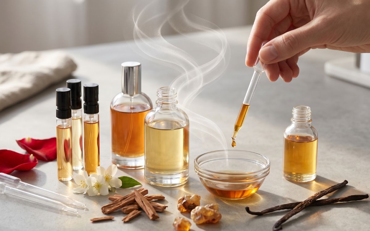 Scent Layering: Die Kunst der individuellen Signatur durch das Schichten exklusiver Nuancen. (© https://testduft.de)