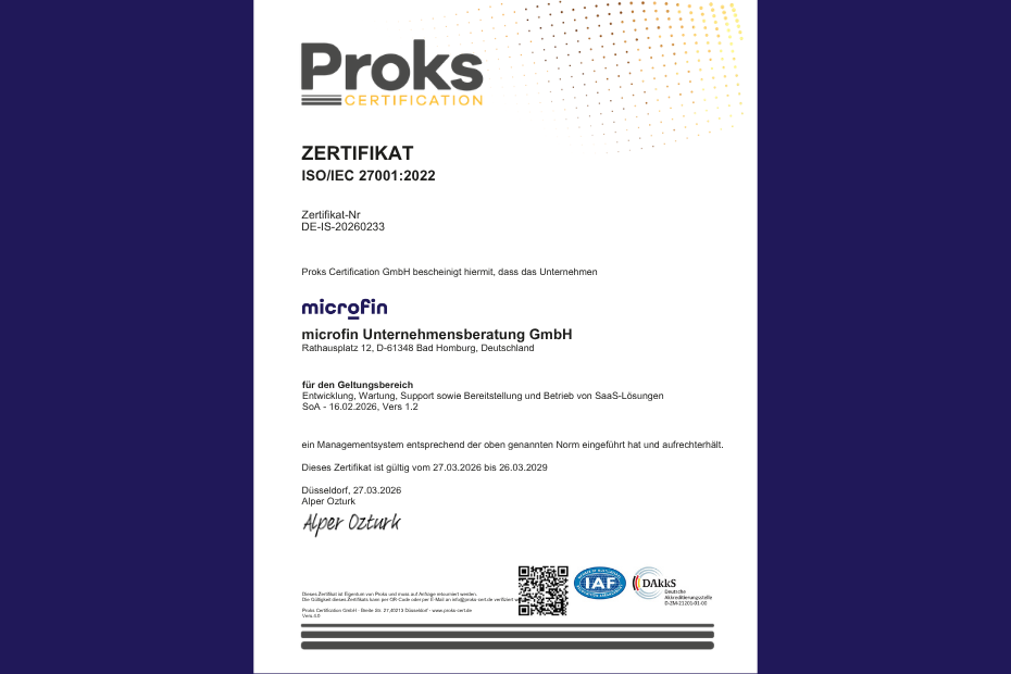 Zertifizierungsurkunde microfin