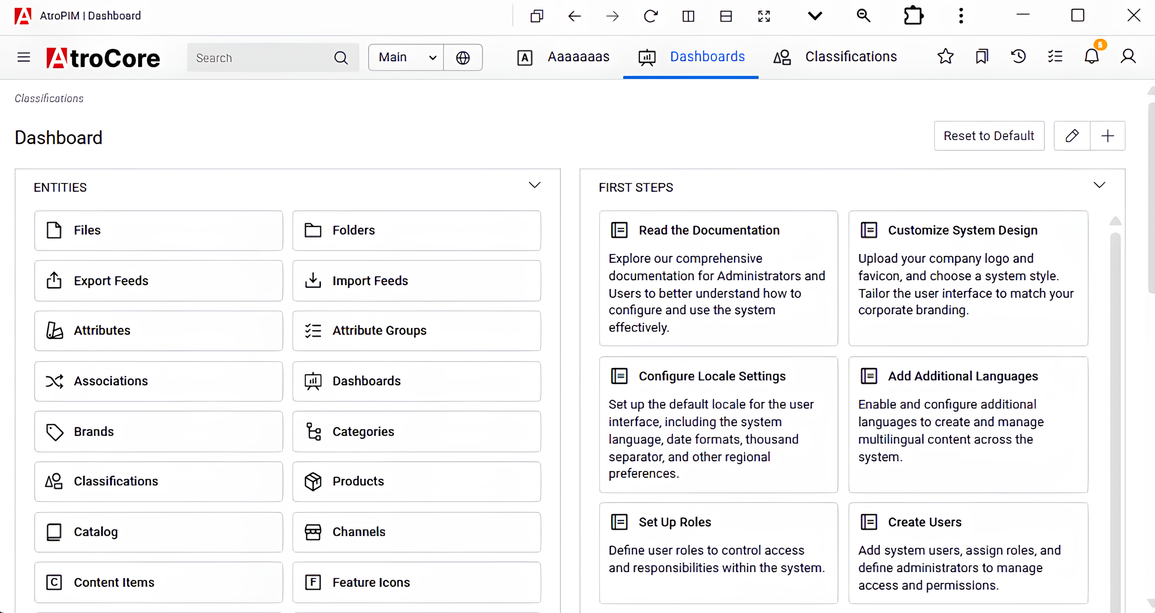 AtroPIM läuft als eigenständige App und bietet das gewohnte Dashboard-Erlebnis, das Teams bereits kennen.