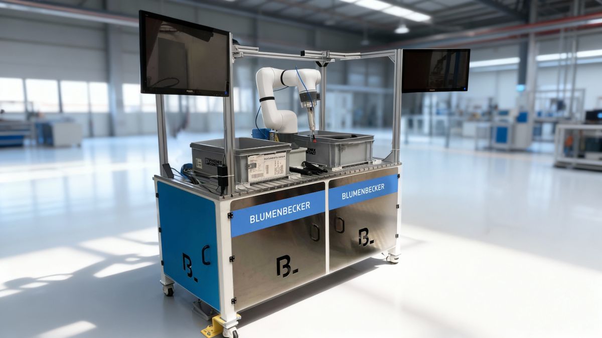 B.AI die KI-gesteuerte Bin Picking Roboterzelle für flexible Teileentnahme (© Blumenbecker)