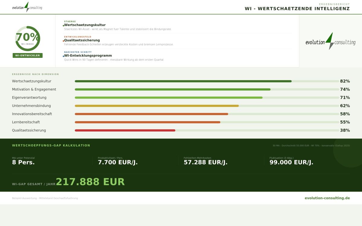 WI Quick Check.  Macht den Wertschöpfung - Gap sichtbar und nutzbar (© )