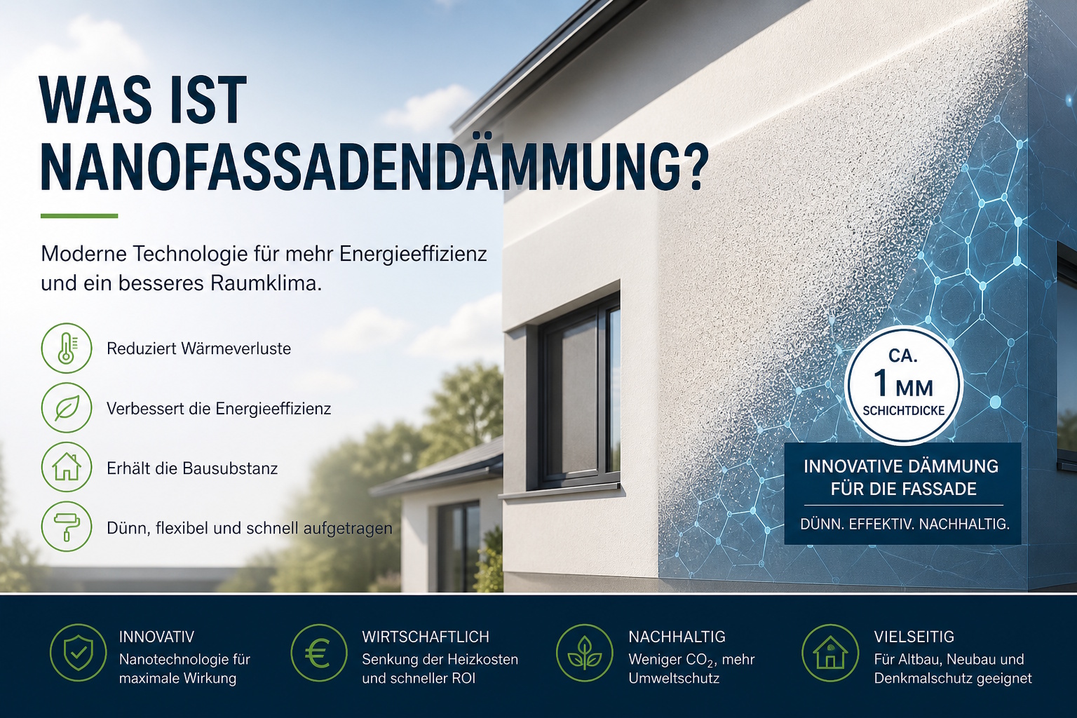 Nanofassadendämmung im Airless-Verfahren auf einer Hausfassade