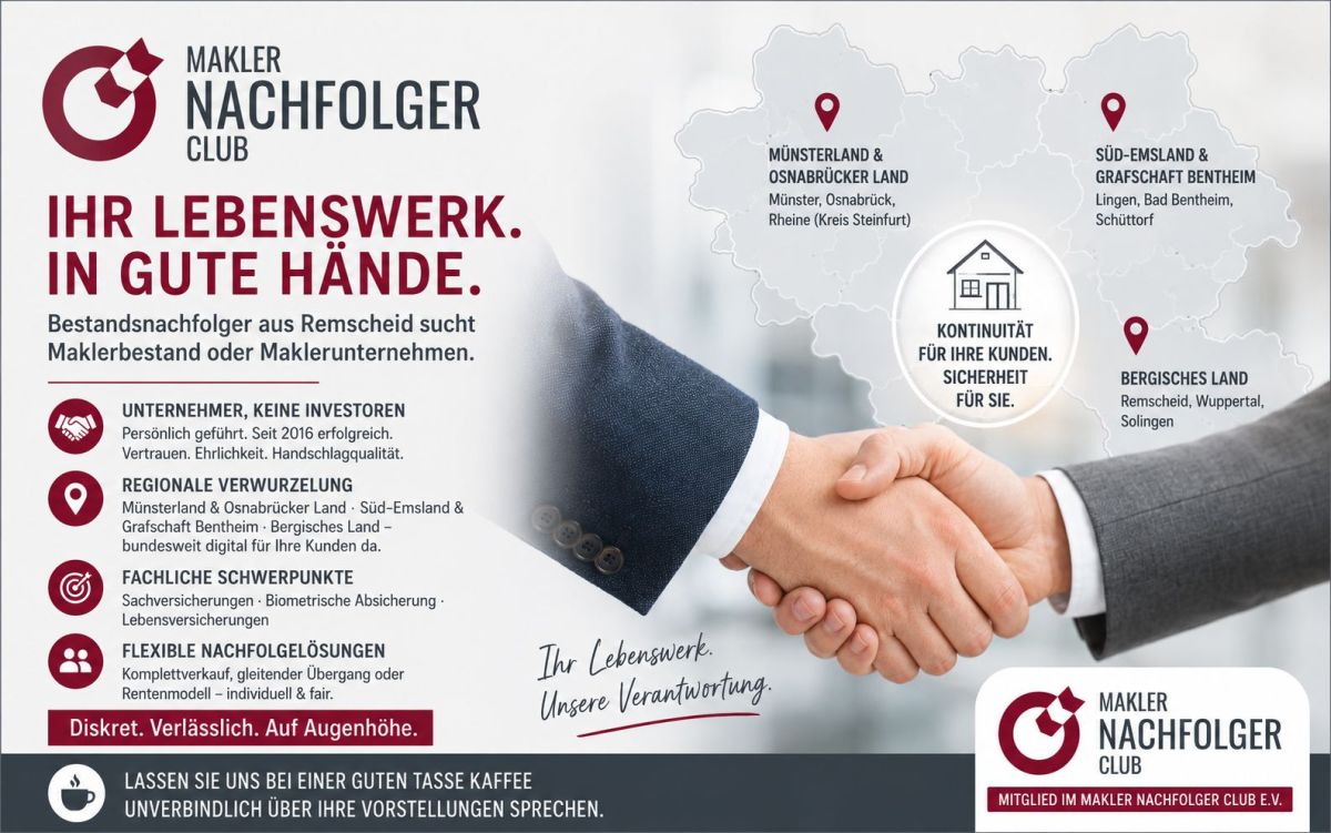 Maklerbestand verkaufen Bergisches Land - Remscheid (© )