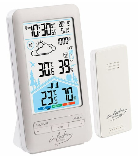 infactory Funk-Wetterstation FWS-180 mit Außensensor, Dual-Alarm-Wecker& Komfortindex, www.pearl.de (Die Bildrechte liegen bei dem Verfasser der Mitteilung.)