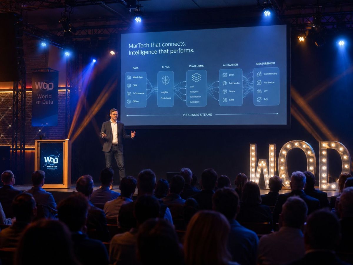 World of Data 2026: Eines von fünf Fokusthemen ist MarTech  (© @b.telligent KI-generiert)
