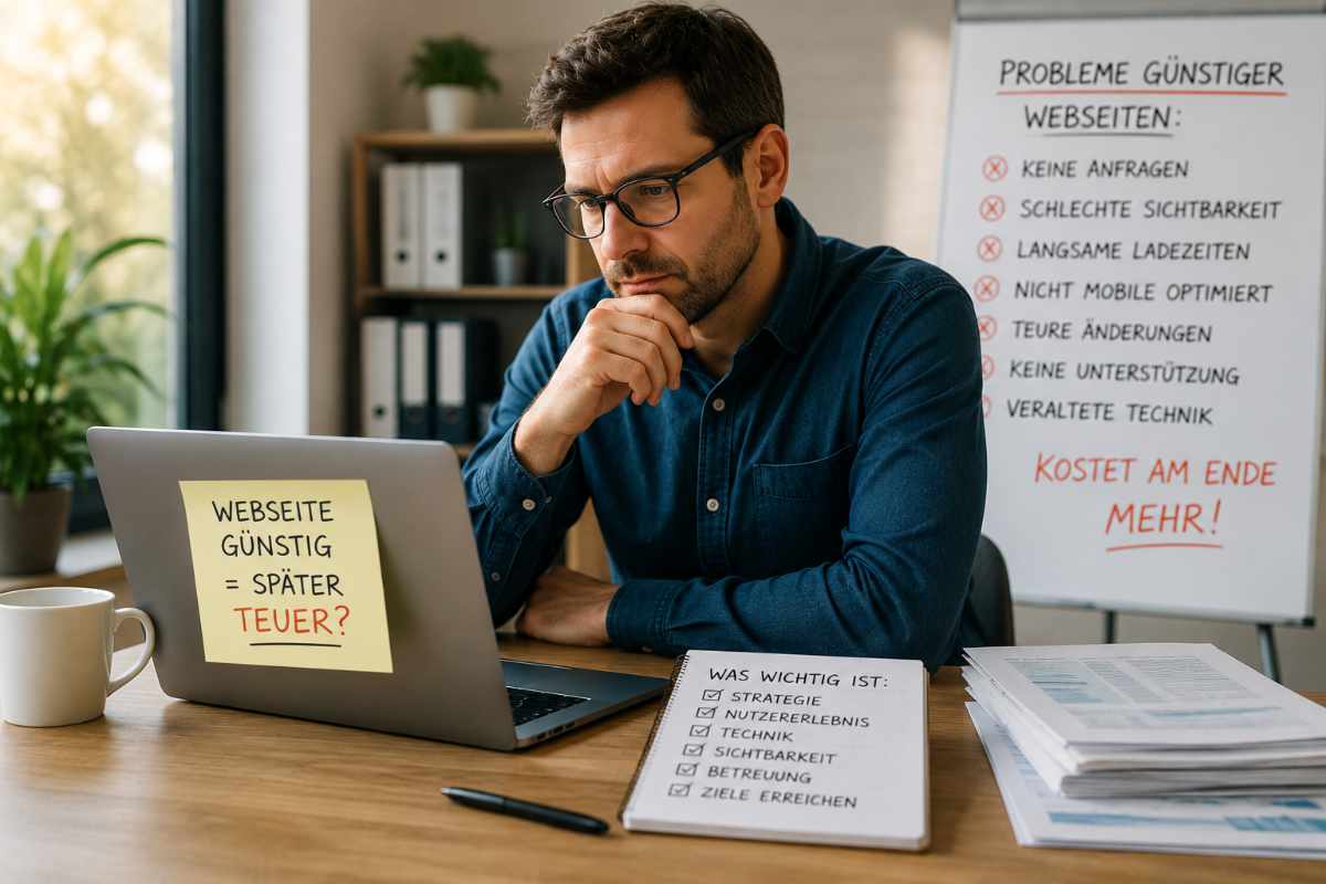 Oft zeigen sich die Probleme günstiger Webseiten erst später.