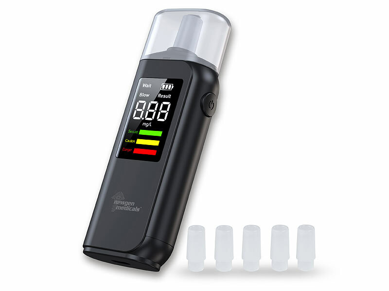 newgen medicals Berührungsloser Alkoholtester mit LCD-Anzeige, LED-Farbskala und Akku, pearl.de (Die Bildrechte liegen bei dem Verfasser der Mitteilung.)
