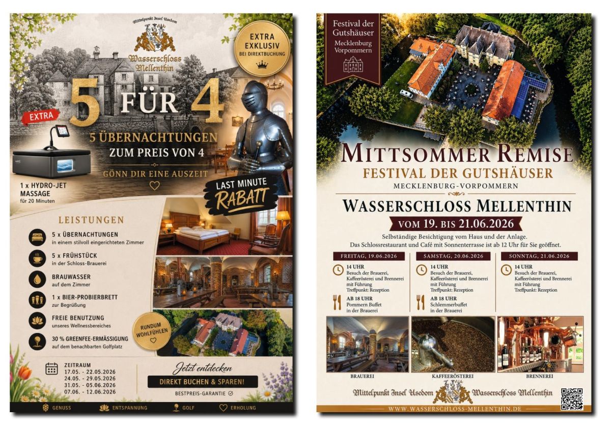 Sommerstart auf Usedom - Event-Highlights im Wasserschloss Mellenthin (© Wasserschloss Mellenthin)
