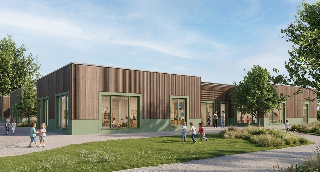 Kita Klingelbach Visualisierung Architekturbüro GGP (Die Bildrechte liegen bei dem Verfasser der Mitteilung.)