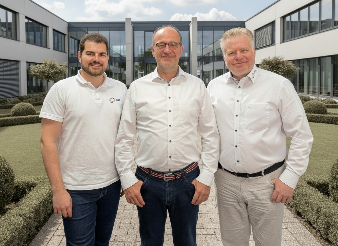 Thomas Schmidt (Mitte) mit seinen Nachfolgern Uwe Siegwart (links) und Christoph Schott (rechts) (Die Bildrechte liegen bei dem Verfasser der Mitteilung.)