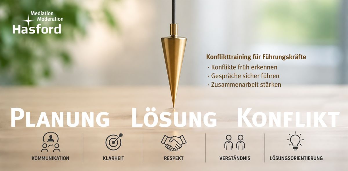 Damit Führungskräfte Konflikte rechtzeitig erkennen und das Arbeitsklima erhalten bleibt. (© @hasford.de | KI)