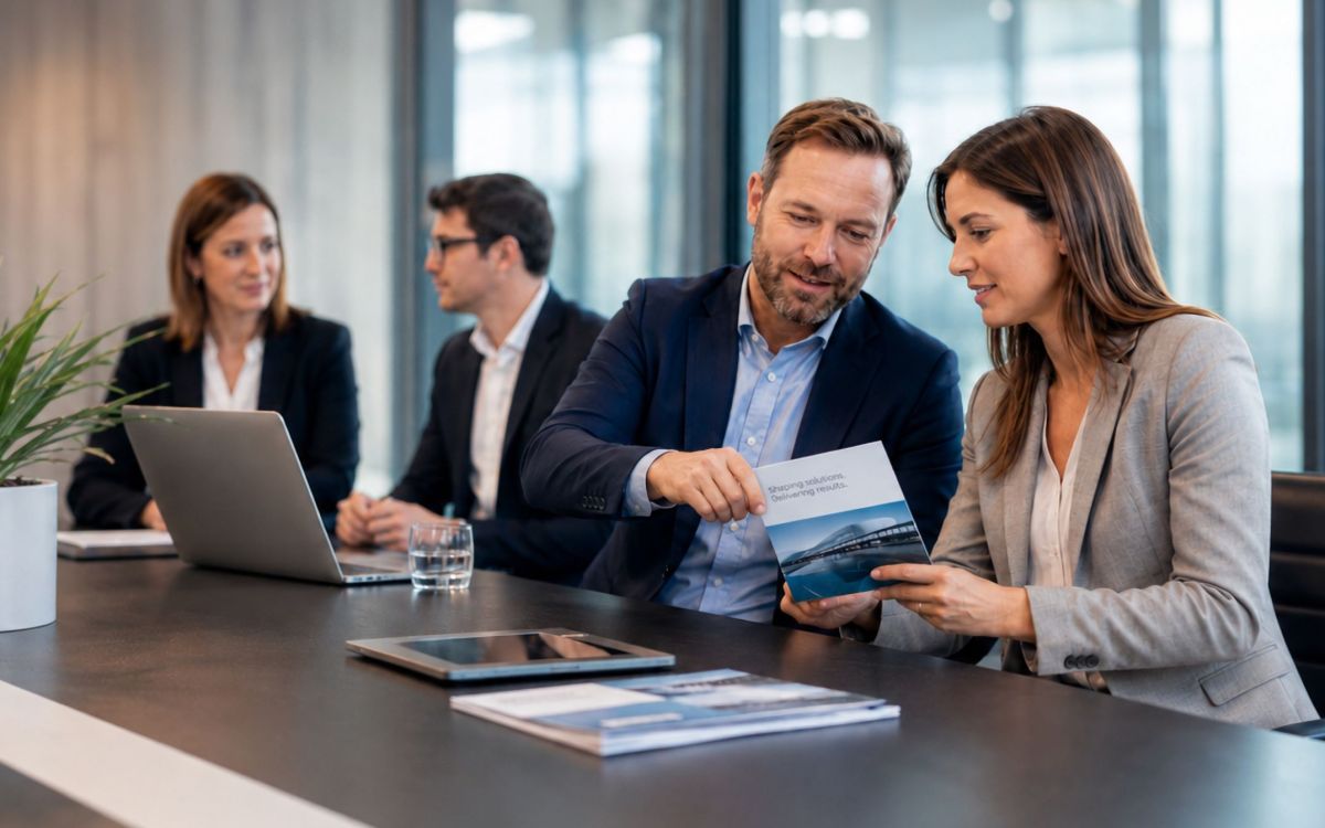 Gedruckte Broschüren schaffen Vertrauen im B2B-Marketing. (© printworld.com)