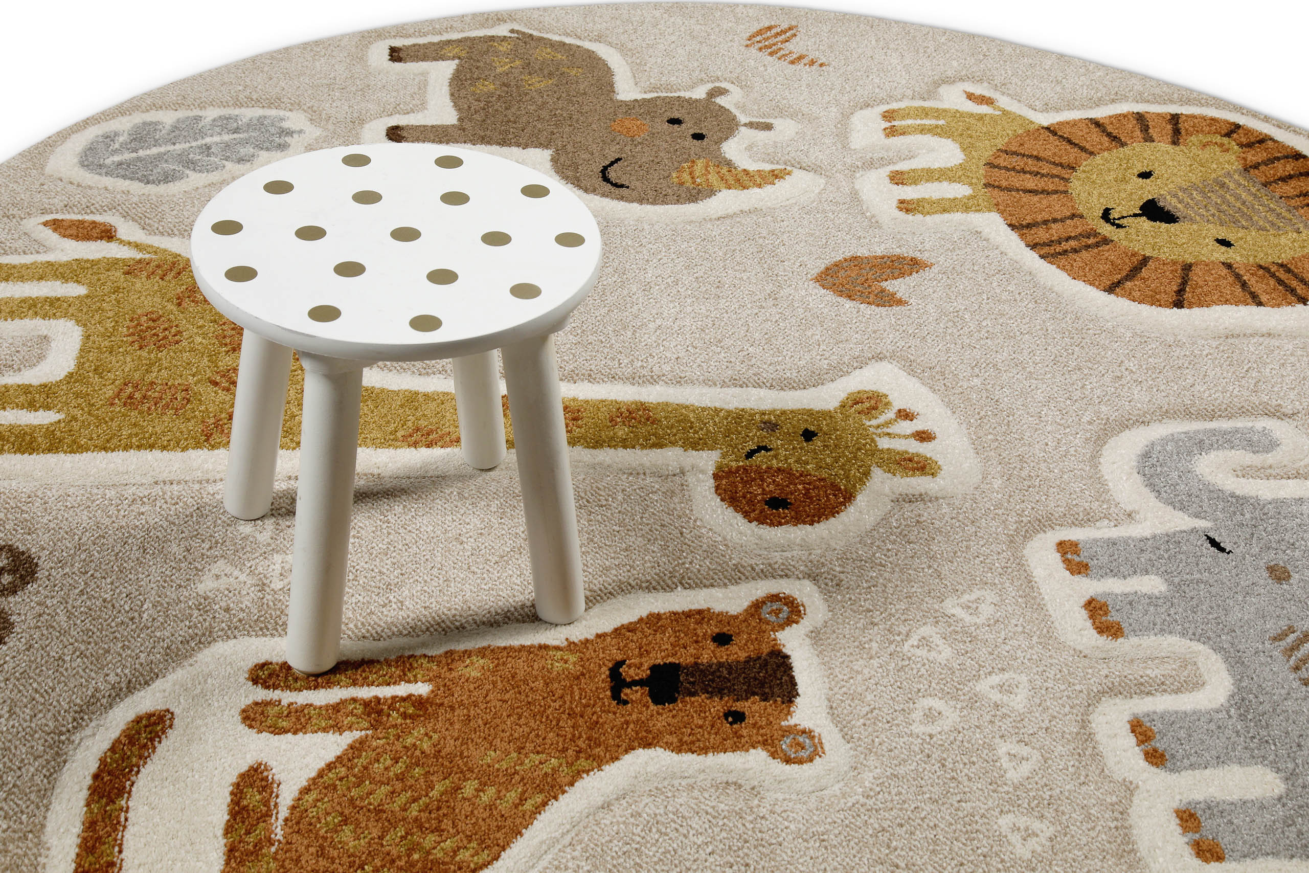 Kinderteppich Rund Sand Beige meliert 