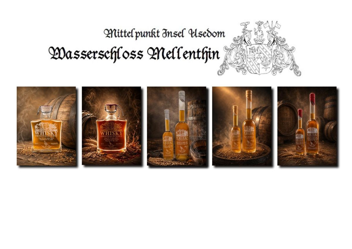 Edle Malt Whiskys aus der Insel-Destillerie auf Wasserschloss Mellenthin und im Schloss-Shop (© Wasserschloss Mellenthin)