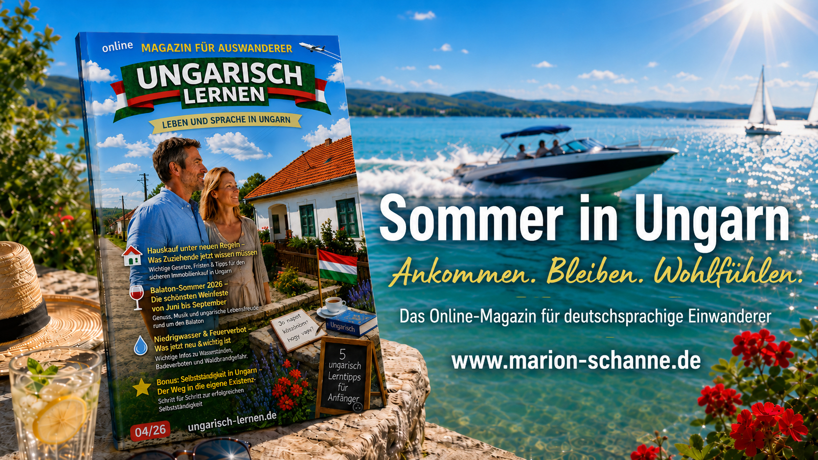 Auswanderer Magazin ‚Ungarn im Sommer 2026' mit Lernspielen und aktuellen Themen - Bild Marion Schanné von www.marion-schanne.de