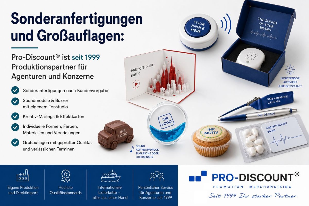 Pro-Discount® Import Export e.K.: Werbeartikel-Sonderanfertigungen nach Kundenvorgabe seit 1999 (© © Pro-Discount® Import Export)