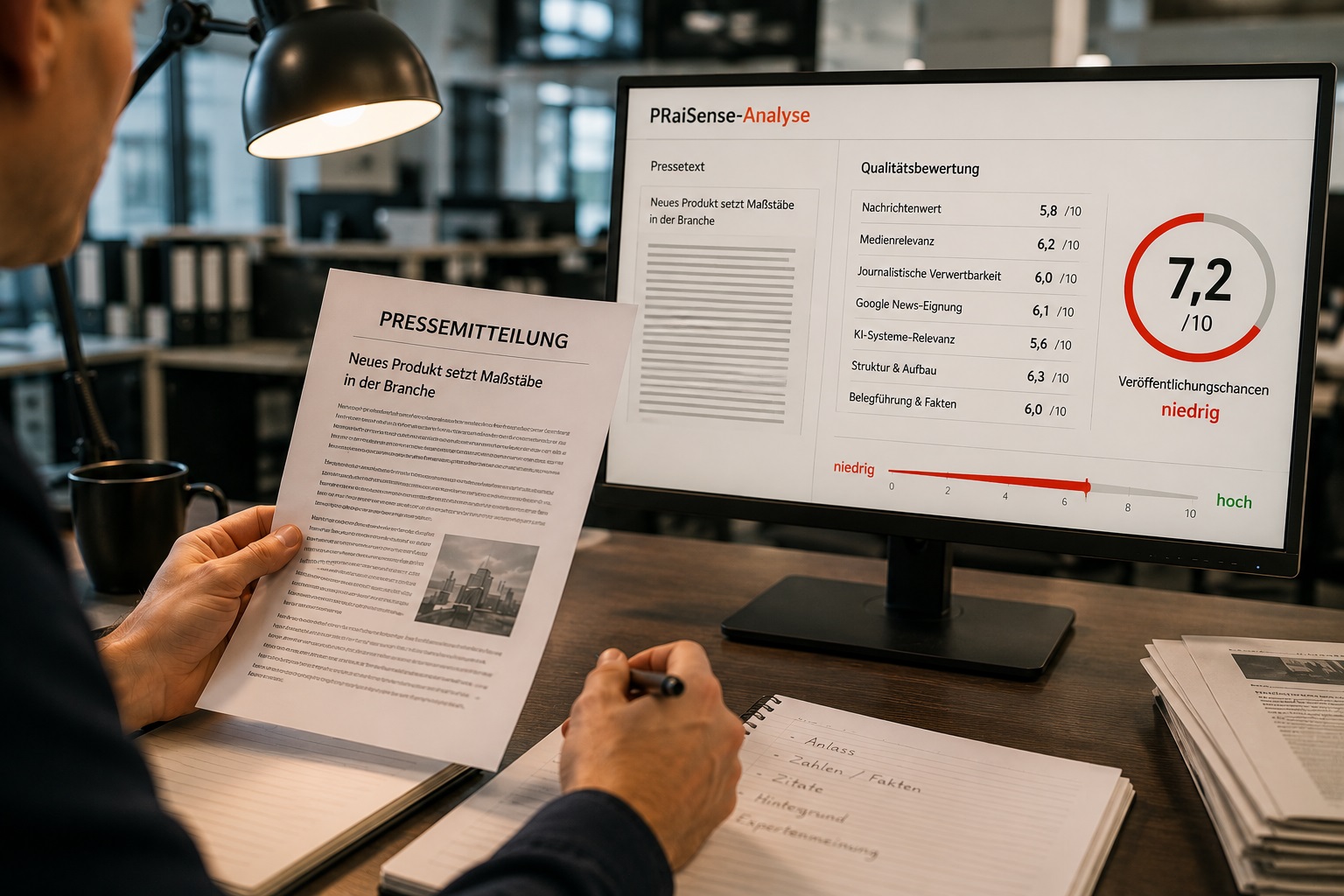 PRaiSense - Neue KI-Medienrelevanz-Analyse für Pressetexte und KI-Entwürfe