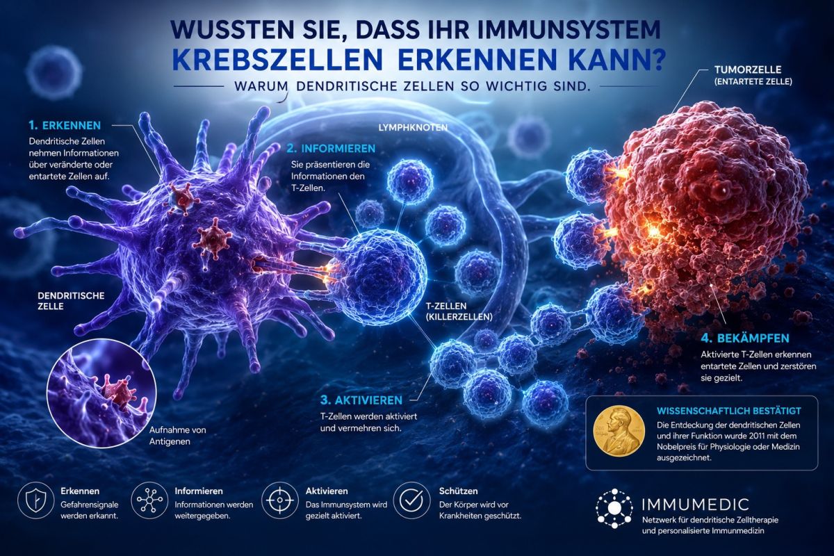Wussten Sie, dass unser Immunsysatem Krebszellen erkennen kann - dendritische Zellen (© IMMUMEDIC Limited/ Andreas Rach)