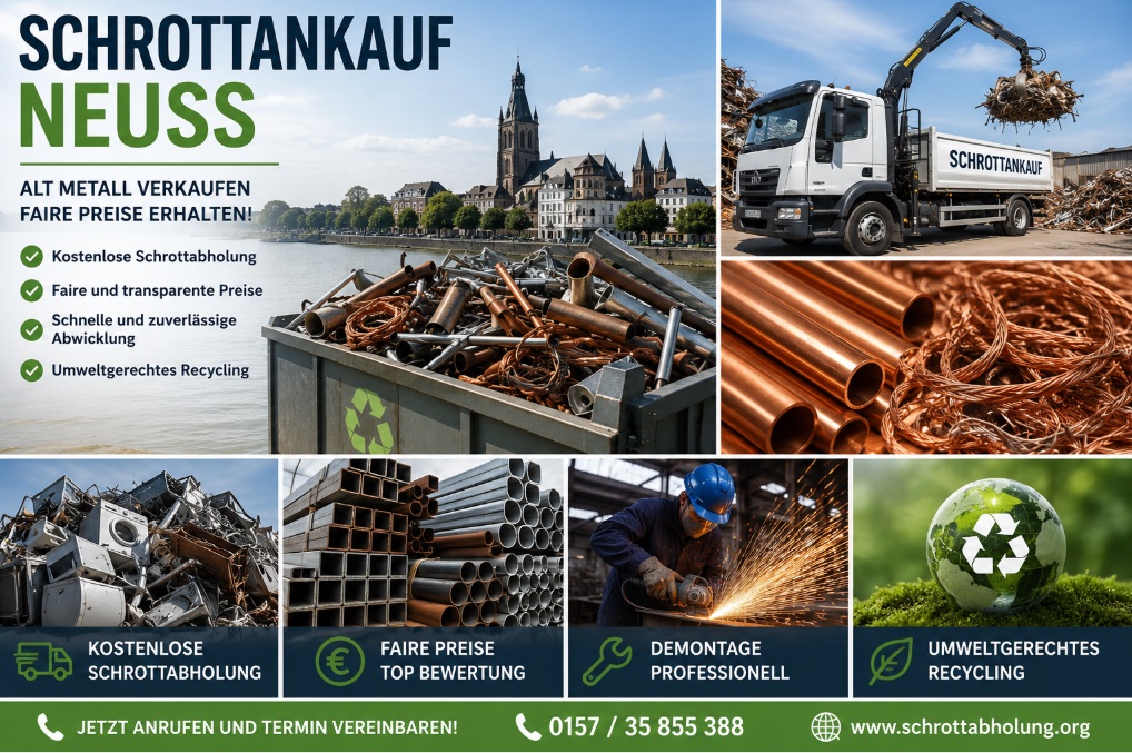 Schrottankauf Neuss: Kostenlose Schrottabholung, faire Schrottpreise und nachhaltiges Metallrecyclin