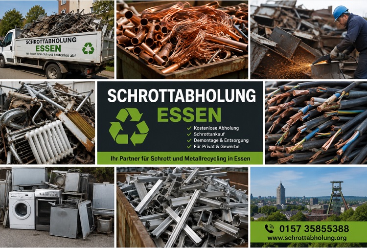 Schrottabholung Essen: Altmetall kostenlos abholen und fachgerecht recyceln lassen.