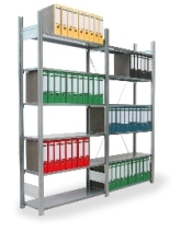 Dieses Ordnerregal (HxBxT: 2.000 x 1.005 x 300 mm) in der Light-Version kann bei einer Fachlast bis 