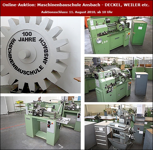Auktion Gebrauchtmaschinen: WEILER, DECKEL etc.