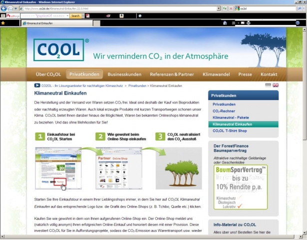 Klimafreundlich einkaufen ohne Mehrkosten unter www.co2ol.de