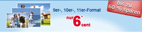 Bis zu 60 % sparen bei FotoQuelle  3 Formate ein Preis - Digitalfotos nur 6 Cent