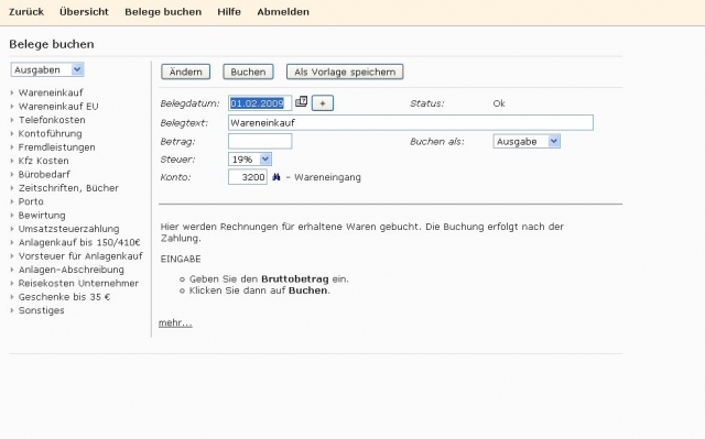 Kostenlose Buchhaltungssoftware für Kleinunternehmen und Selbständige von Collmex
