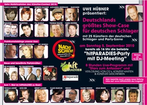 Am 05.09.2010 hitPARADIES-Party mit DJ-Meeting in der Nachtschicht in Köln Am 05.09.2010 hitPARADIES-Party mit DJ-Meeting in der Nachtschicht in Köln