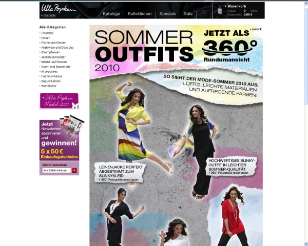 Ulla Popken präsentiert die neue Sommerkollektion mit Bewegtbild und 360°-Ansicht im Internet Ulla Popken präsentiert die neue Sommerkollektion mit Bewegtbild und 360°-Ansicht im Internet