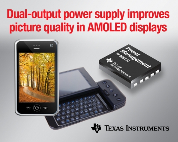 Neue 200-mA-Stromversorgung mit Dualausgang von TI verbessert Bildqualität bei AMOLED-Displays Neue 200-mA-Stromversorgung mit Dualausgang von TI verbessert Bildqualität bei AMOLED-Displays