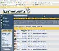 Screenshot der Tauschbörse webtauschen.de Screenshot der Tauschbörse webtauschen.de