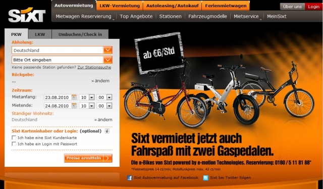 Wer braucht schon Rückenwind? Mit A2B und Sixt Gummi geben! Wer braucht schon Rückenwind? Mit A2B und Sixt Gummi geben!