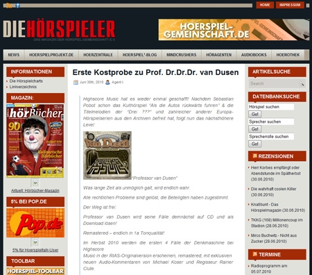 Hörspiel-Gemeinschaft e.V. präsentiert das wohl größte Online-Hörspielmagazin der Welt - und eine Um