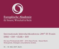 Internationale Jahresfachkonferenz EU Fonds 2007-Das Networkingevent für die öffentliche Verwaltung