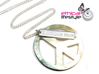 ehical-lifestyle by excessories feine Rolokette mit EARTH-LOVE-PEACE Silber-Charm-Anhänger