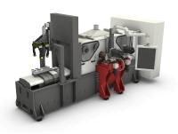 Isometrie der kombinierten Oberflächen- und Fasenschleifmaschine  für Brickfertigung, Arnold Gruppe