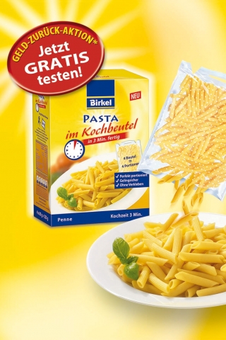 Gratis testen: Die schnelle Pasta-Portion im Kochbeutel