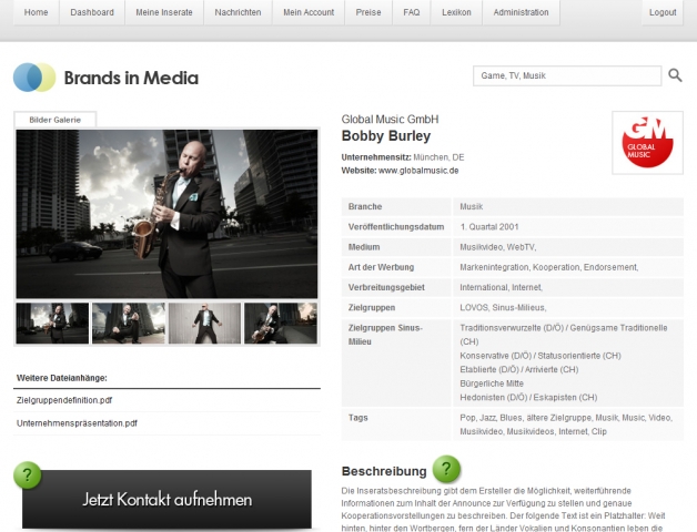 Deutschlands erster Markplatz für Product Placement - Brands in Media