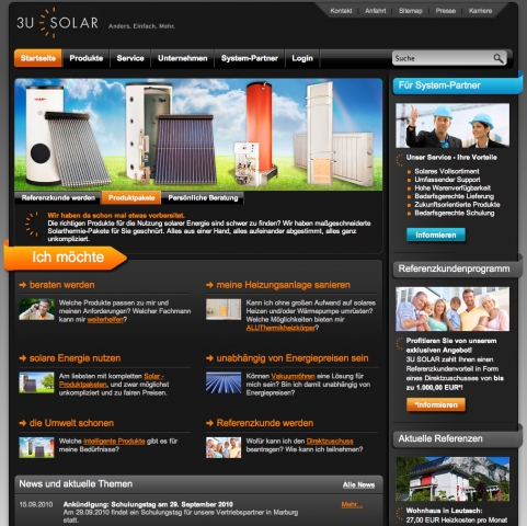 Die neue Website der 3U SOLAR Systemhandel AG ist online Die neue Website der 3U SOLAR Systemhandel AG ist online