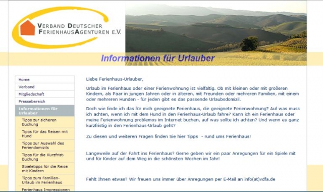Ferienhaus-Verband in neuem Design / Relaunch des Internetauftritts