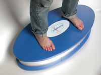 Der Gesundheitsversand Heine stellt auf der Rehacare das Knochentrainingsgerät Osflow vor.