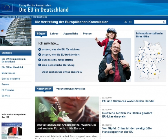 Die Vertretung der Europäischen Kommission in Deutschland mit neuem Internetauftritt Die Vertretung der Europäischen Kommission in Deutschland mit neuem Internetauftritt
